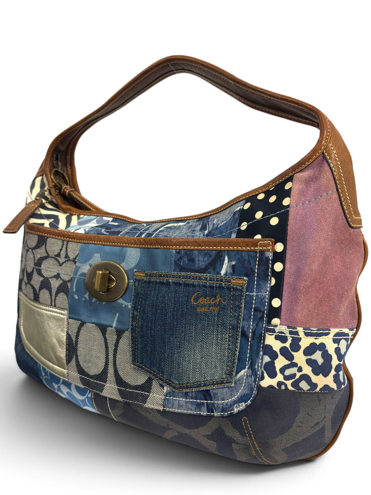 Vintage Coach Patchwork Bag 10809 Denim Ergo In XL