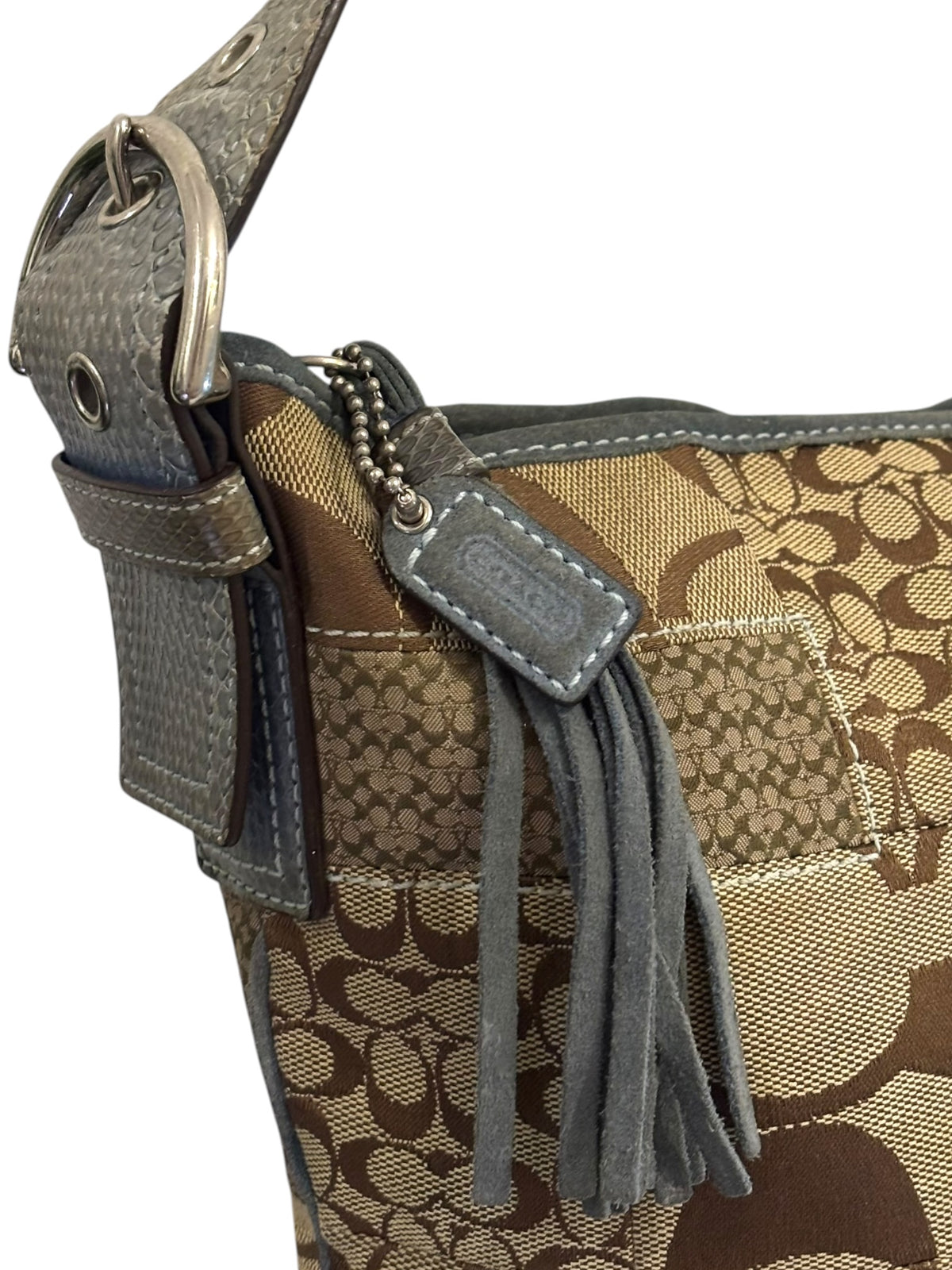 Vintage Coach Patchwork Bag 3688 Rare Blue Python Trim