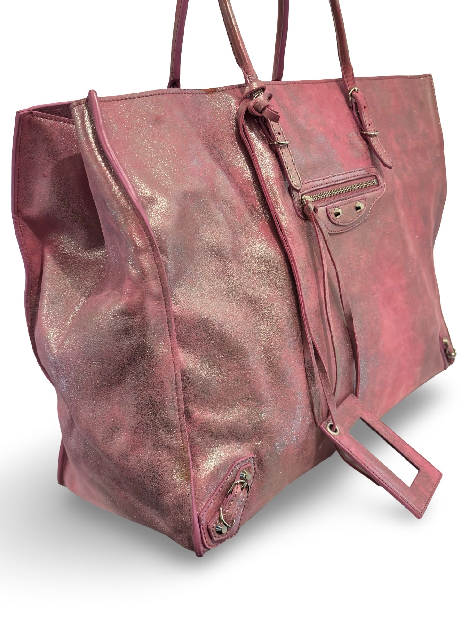 Balenciaga Metallic Leather Pink & Silver Papier A5
City Tote Shoulder Bag