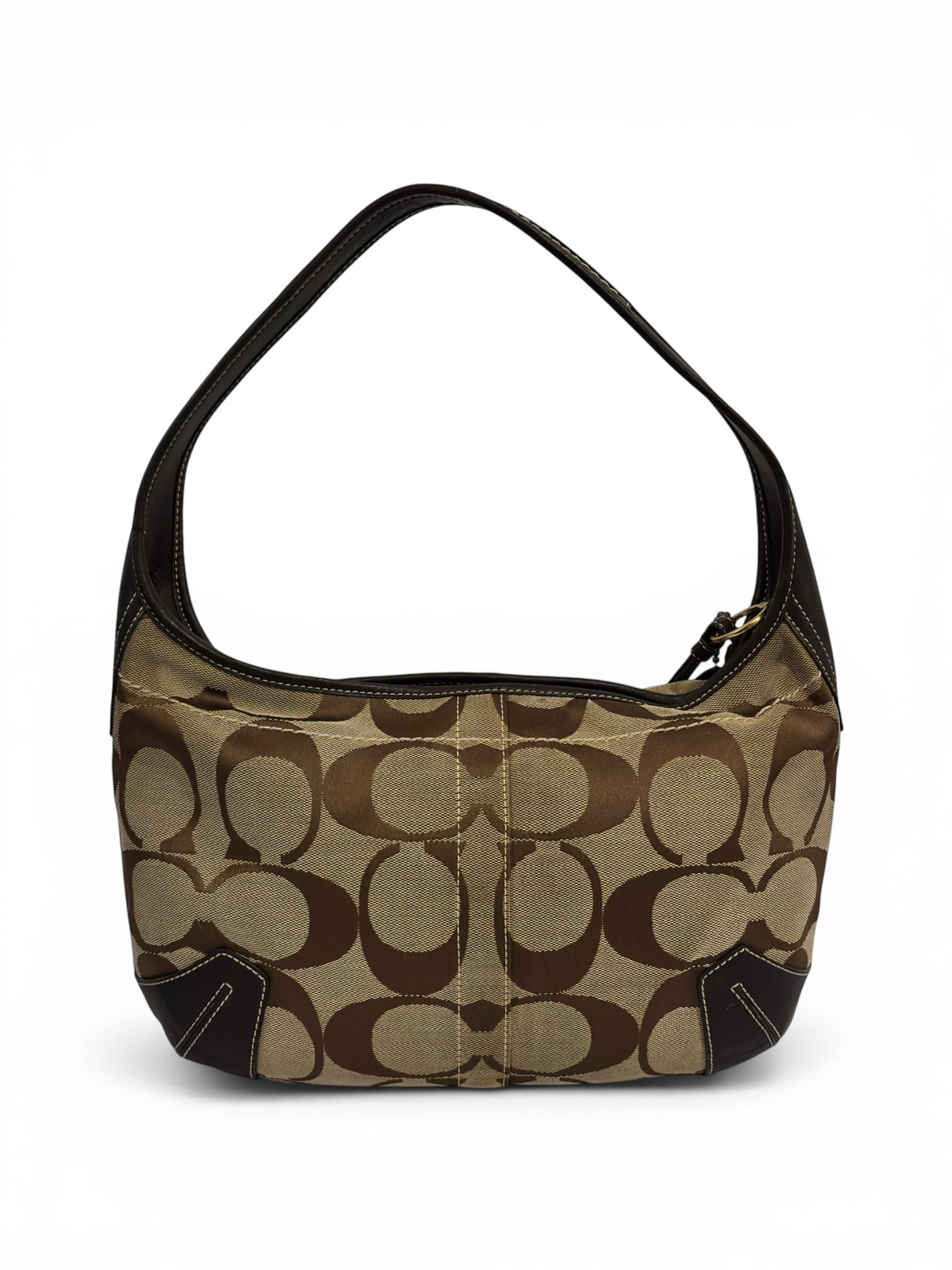 Coach Brown Signature 'Ergo' Canvas & Leather Vintage Hobo Shoulder Bag