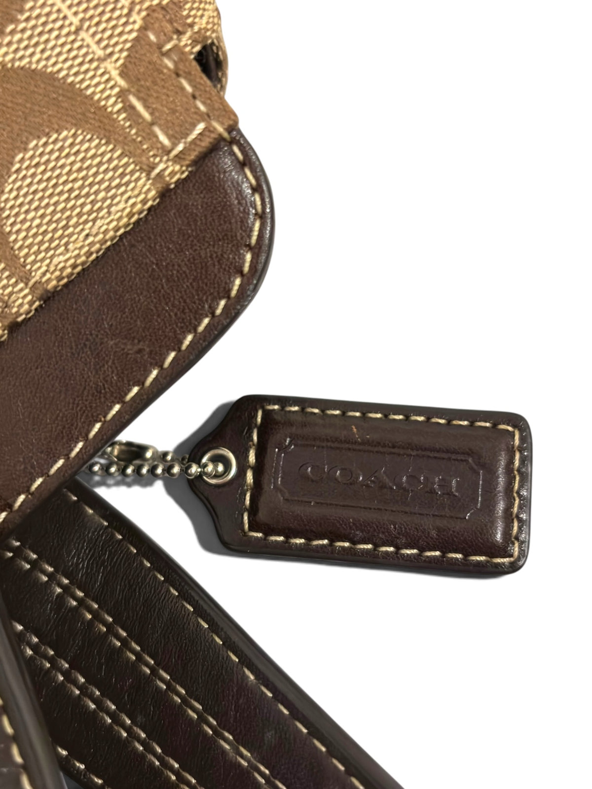 Vintage Coach Bag Hamptons Signature Brown Tote F13975