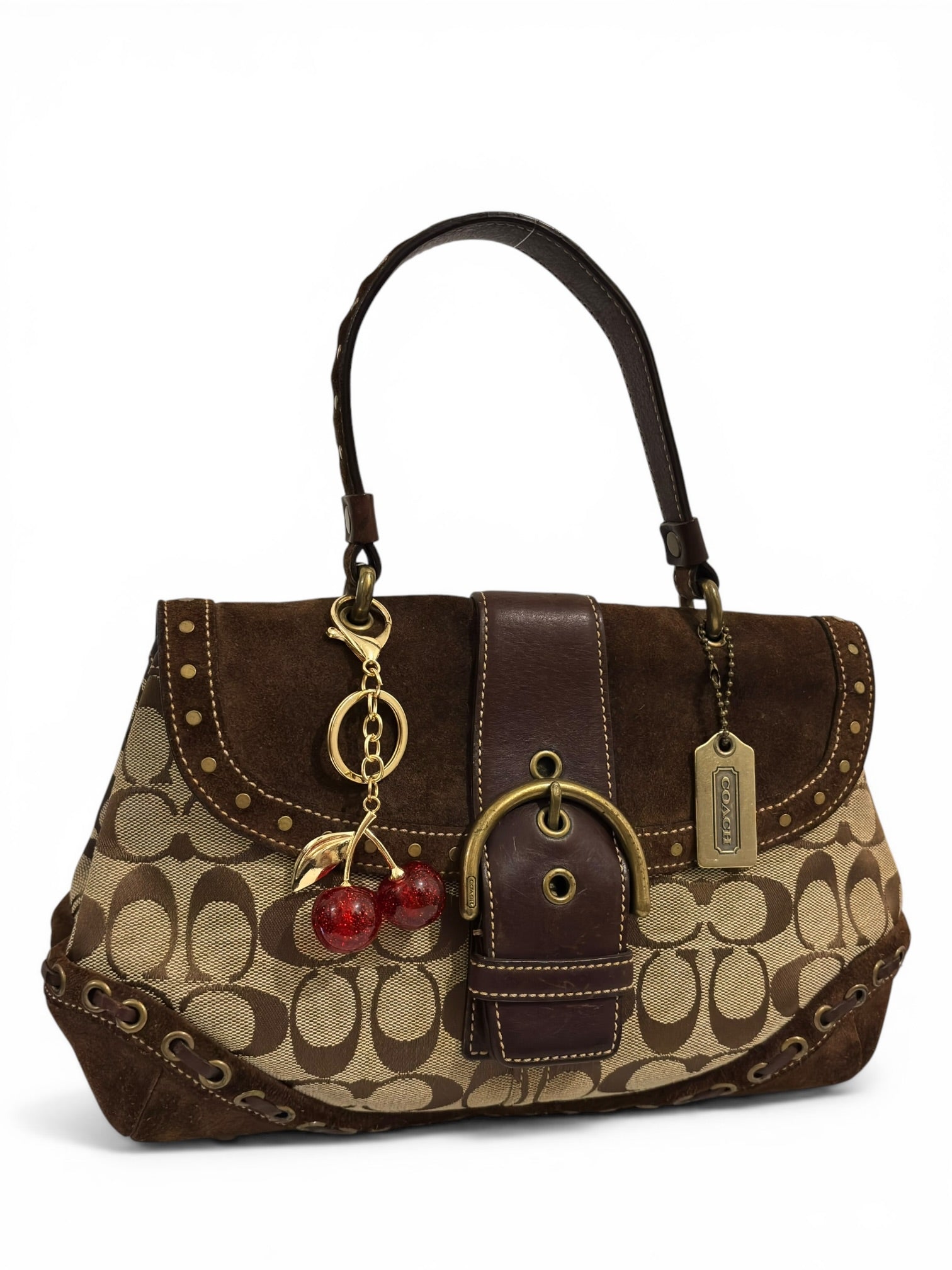 Coach Signature Soho Brown Canvas & Suede
Buckle Handbag F04J-7059