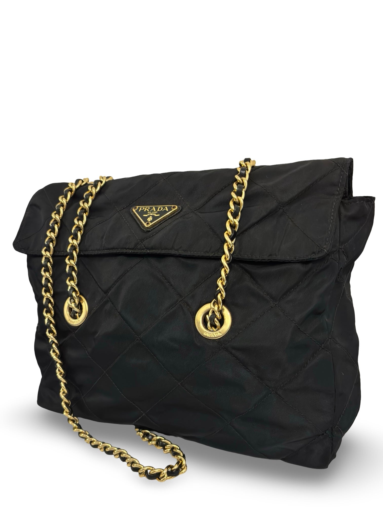 Prada Nylon Black Tessuto Quilted Chain Shoulder / Crossbody
Bag