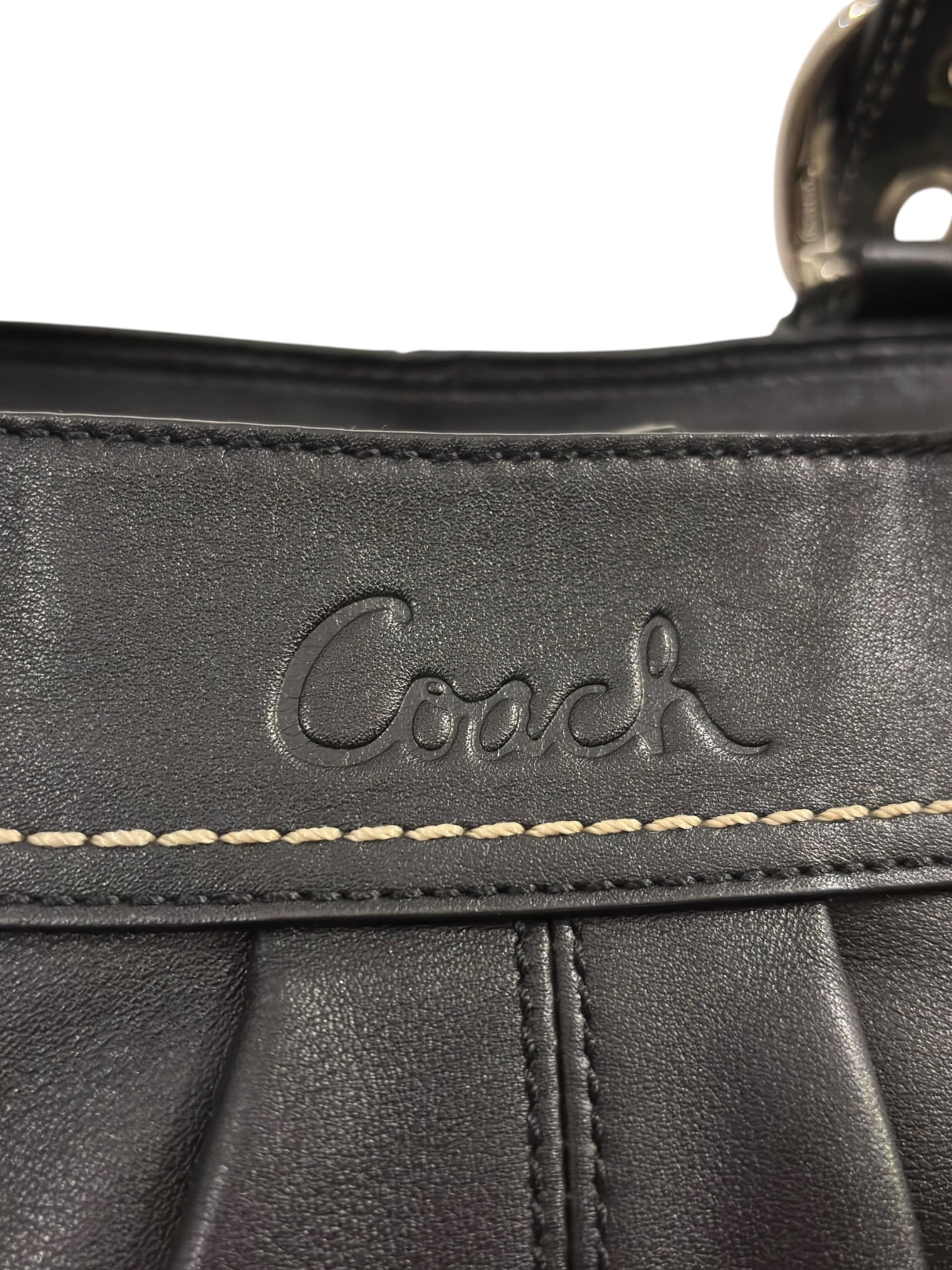 Vintage Coach Soho Bag Pleated Black Leather Tote F13732