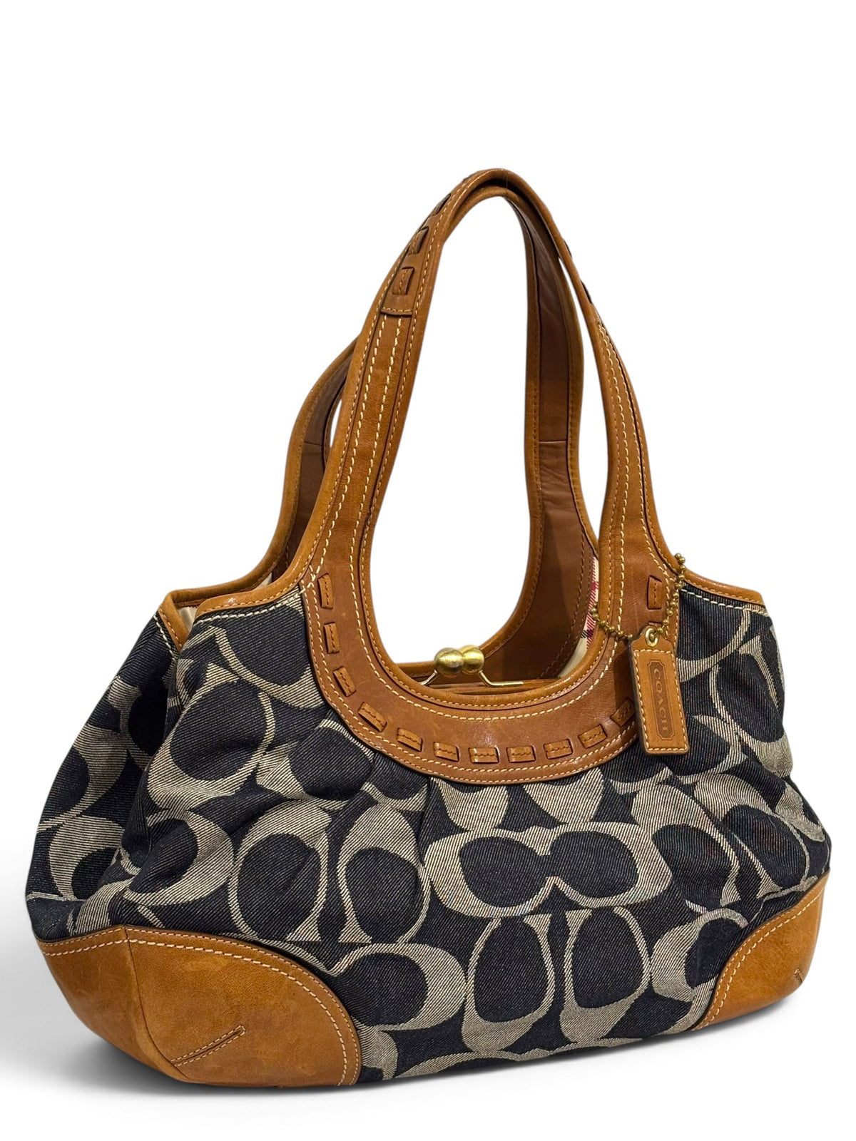 Vintage Coach Ergo Bag 12747 In Signature Pleated Denim