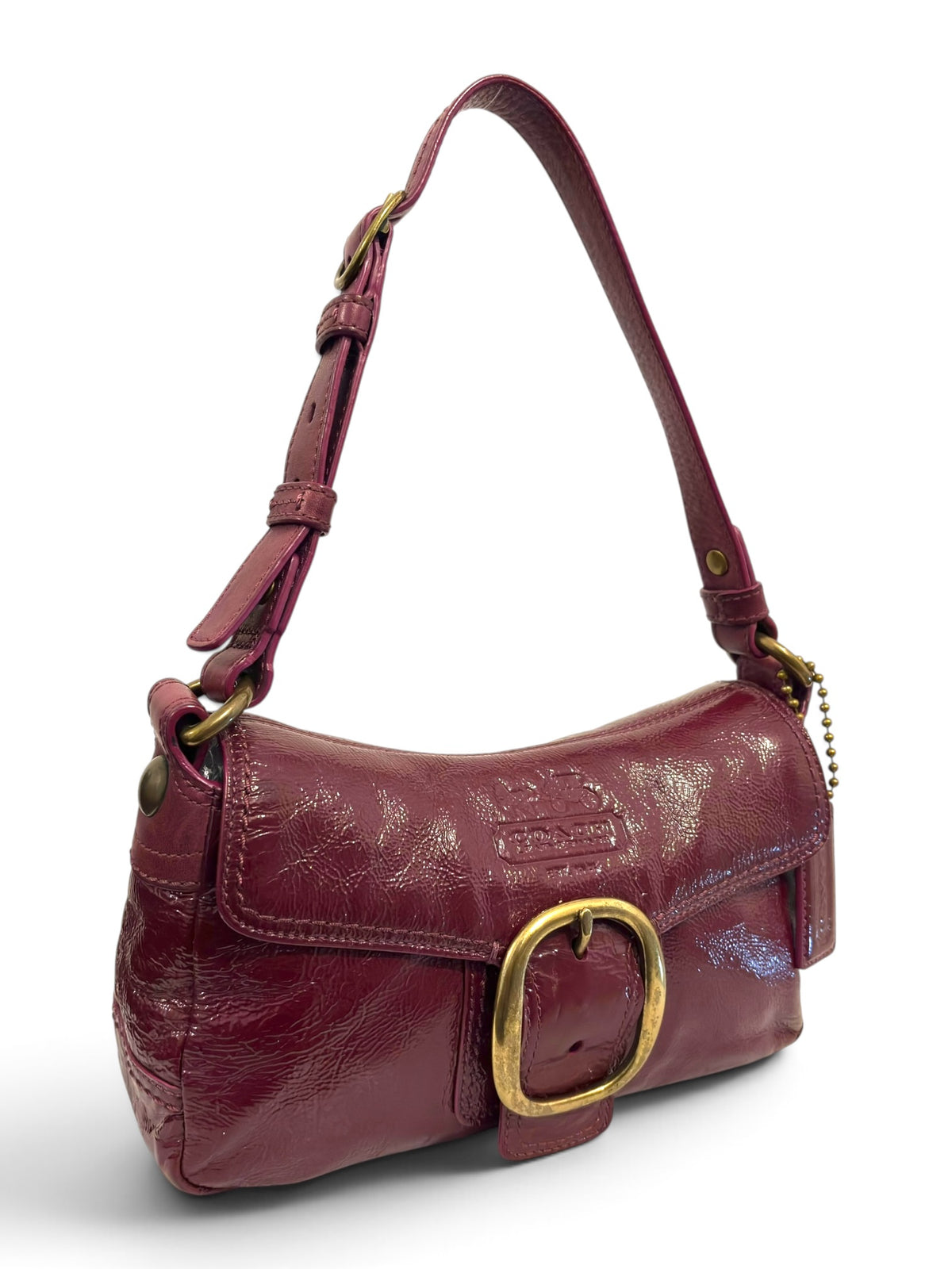 Vintage Coach Soho Bag Bleecker 12372 In Patent Leather Burgundy