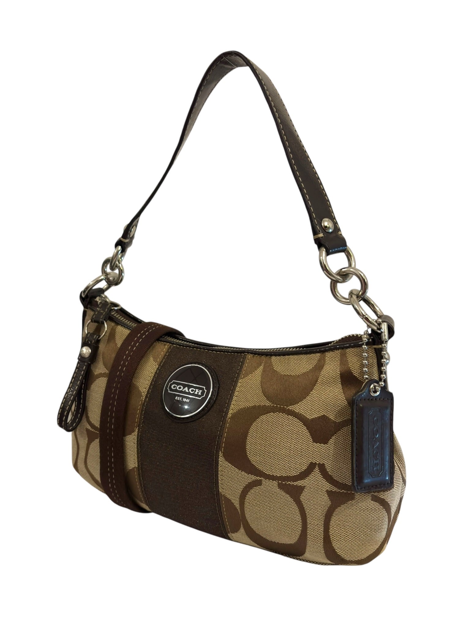 Vintage Coach Demi Shoulder Bag Signature Brown Crossbody F17439