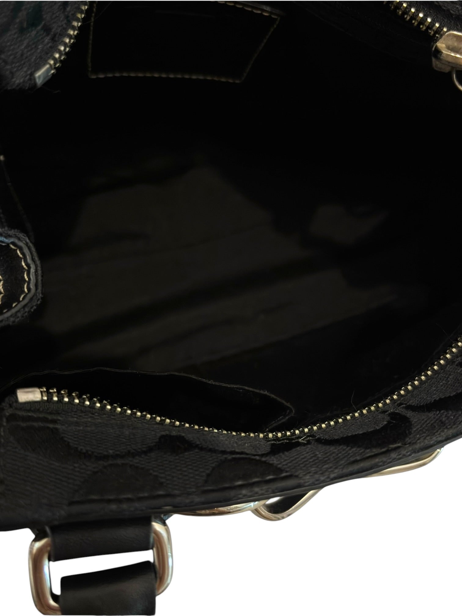 Coach Black Hampton Canvas & Leather Clip Tassel
Belted Tote Shoulder Bag