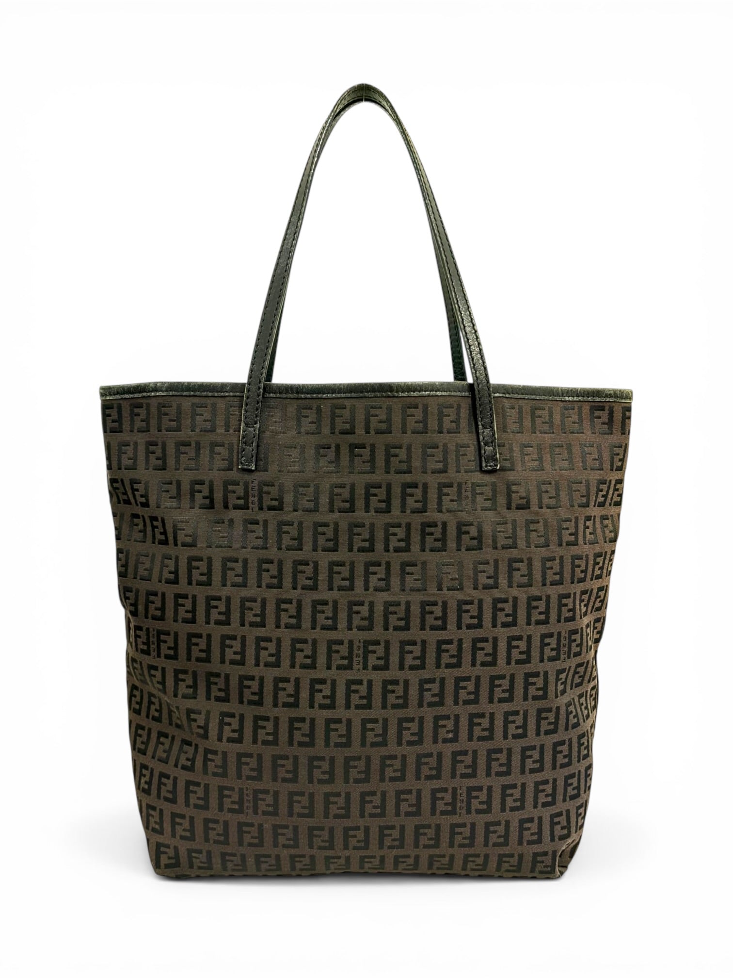 Fendi Brown Zucchino Signature Iconic Monogram Canvas & Leather Tote Shoulder Bag