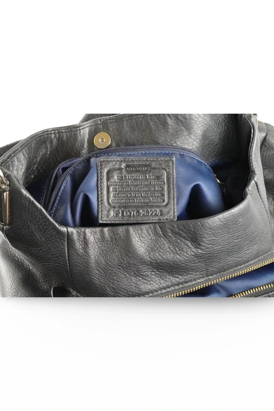 Coach Black Pebbled Leather Edie 3 Section Interior Shoulder Bag