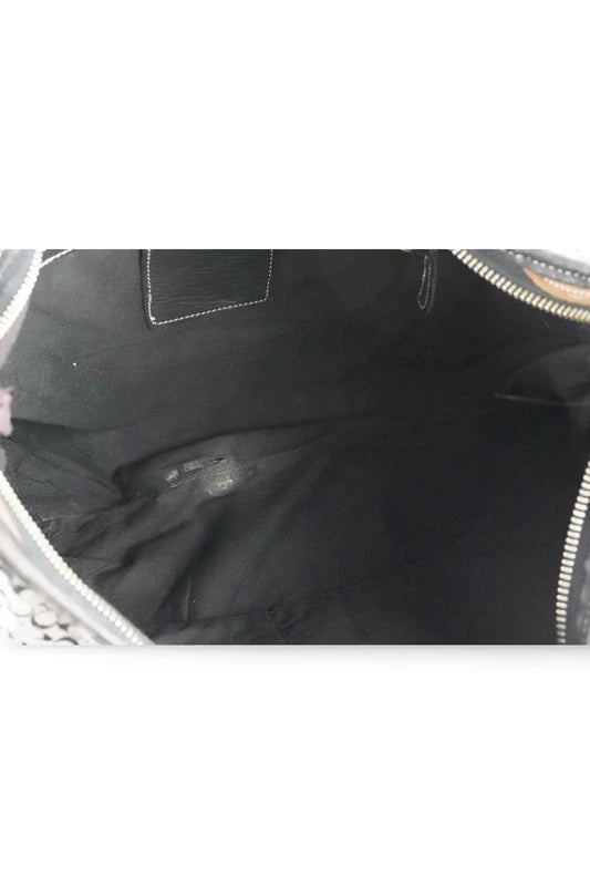 Coach Black & Grey Slouchy Ergo Hobo Signature Canvas & Leather Shoulder Bag