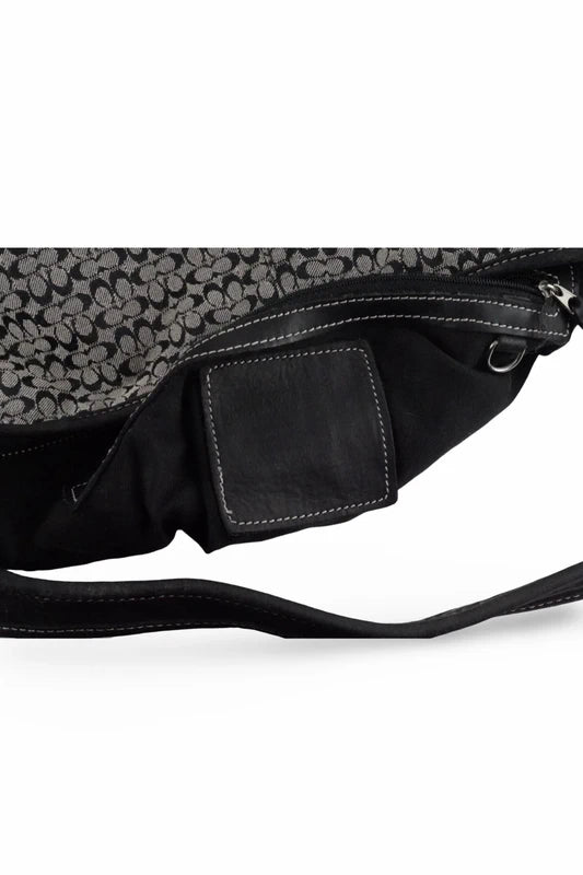 Coach Black & Grey Slouchy Ergo Hobo Signature Canvas & Leather Shoulder Bag