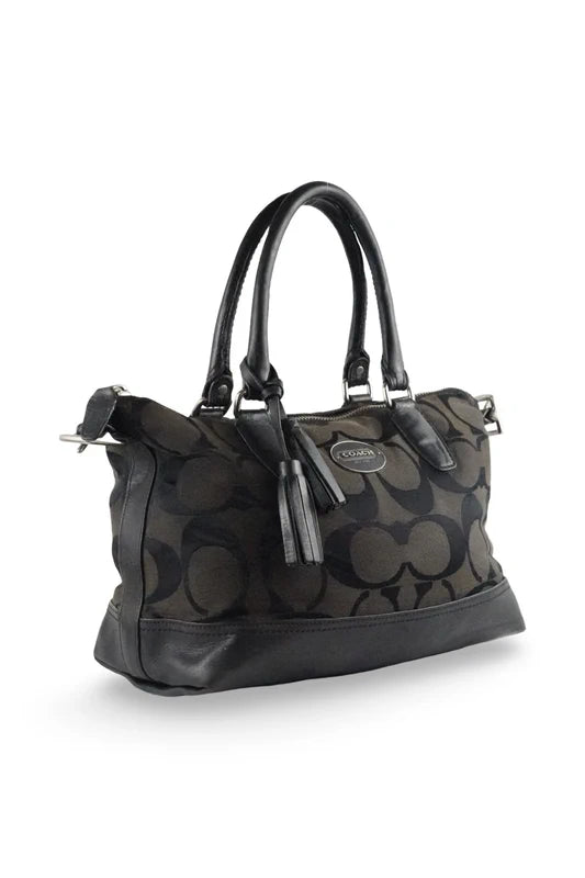 Coach Black & Brown Legacy Molly East West Signature Canvas & Leather Handbag