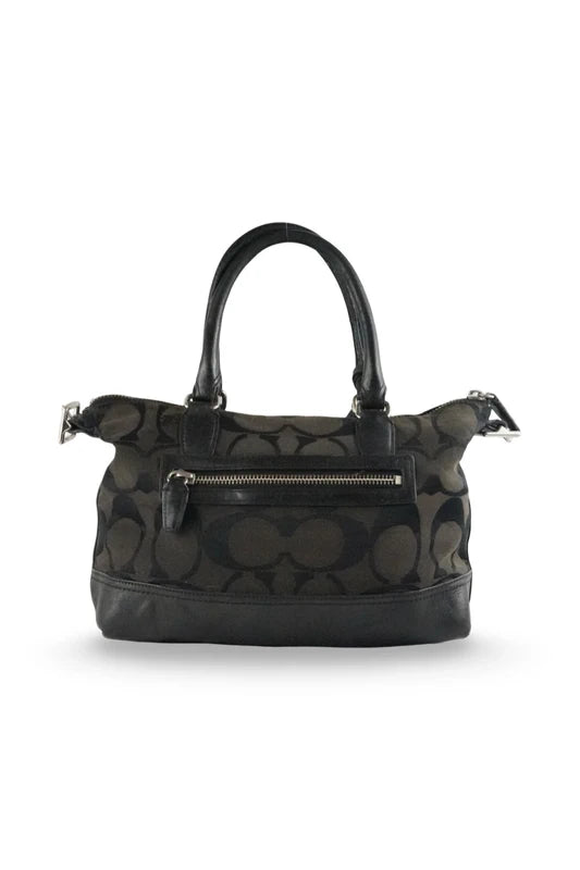 Coach Black & Brown Legacy Molly East West Signature Canvas & Leather Handbag