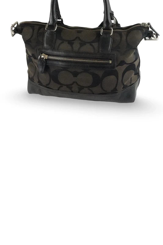 Coach Black & Brown Legacy Molly East West Signature Canvas & Leather Handbag