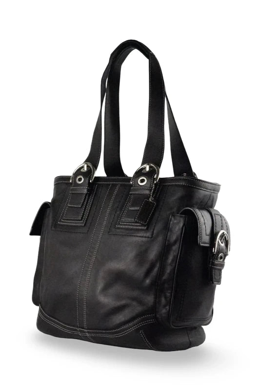 Coach XL Black Smooth Leather Soho Buckle Vintage Tote Shoulder Bag