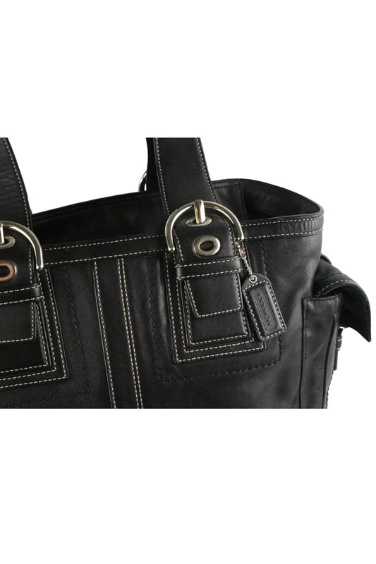 Coach XL Black Smooth Leather Soho Buckle Vintage Tote Shoulder Bag