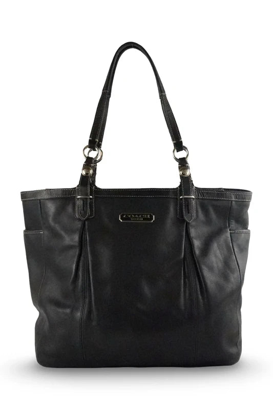 Coach Black Soft Leather East West Gallery Large Tote Shoulder Bag