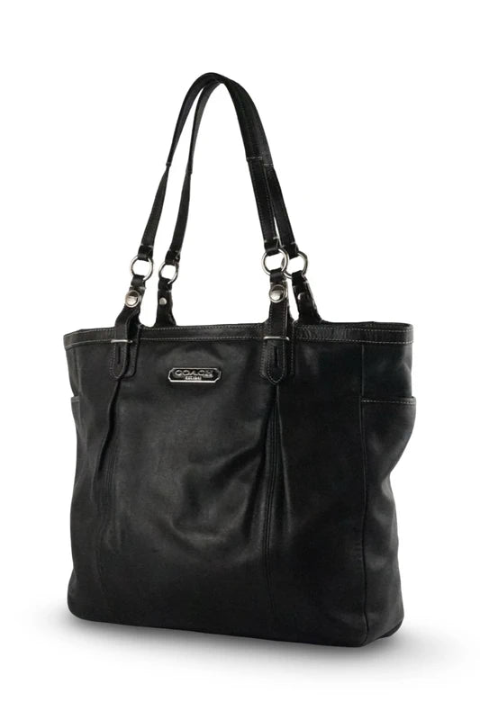Coach Black Soft Leather East West Gallery Large Tote Shoulder Bag
