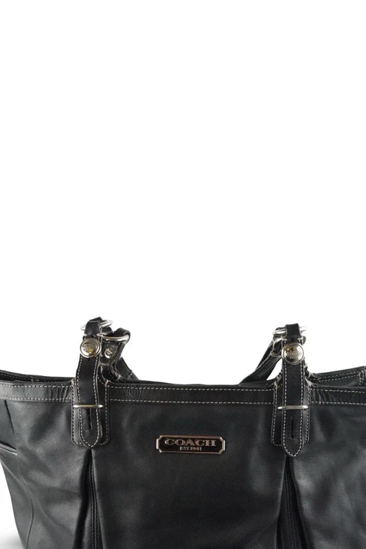 Coach Black Soft Leather East West Gallery Large Tote Shoulder Bag