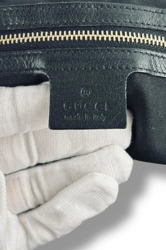 Gucci Black Leather Green & Red Vintage Web Chain Prince Boston Shoulder Bag