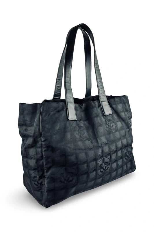 Chanel Black Travel Line Nylon Quilted Tote Bag