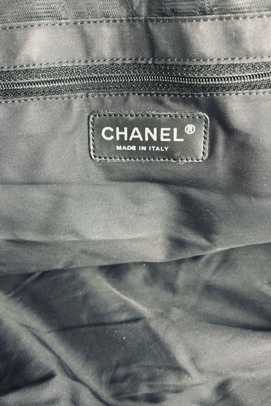 Chanel Black Travel Line Nylon Quilted Tote Bag