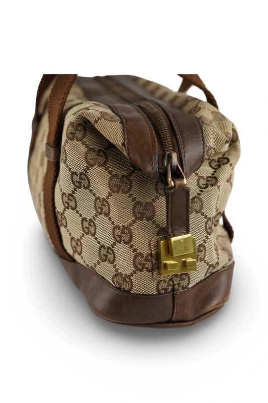 Gucci GG Signature Canvas & Leather Brown Boston Shoulder Bag