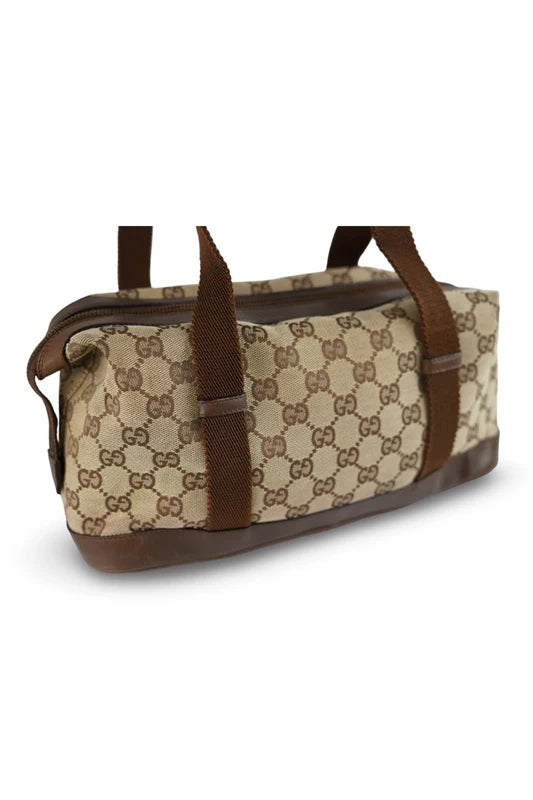 Gucci GG Signature Canvas & Leather Brown Boston Shoulder Bag