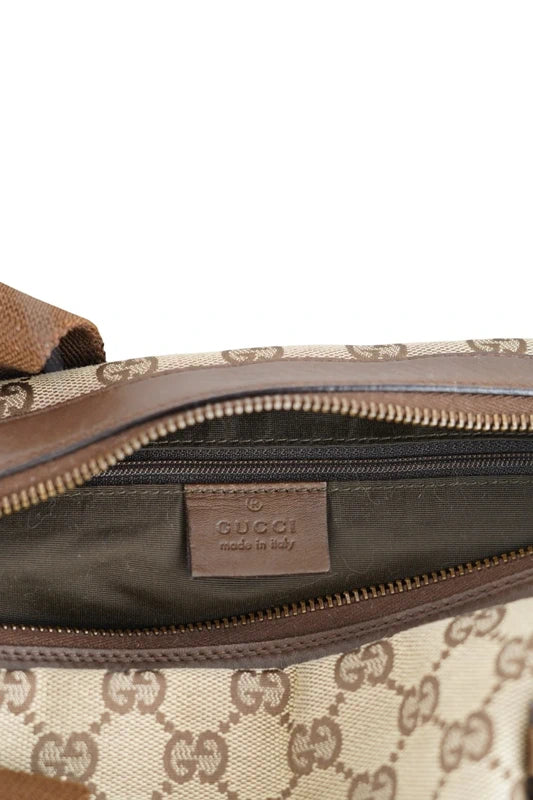 Gucci GG Signature Canvas & Leather Brown Boston Shoulder Bag
