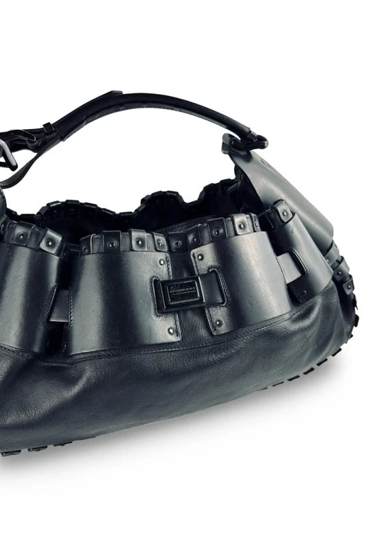 Burberry Black Rare Leather Prorsum Mason Warrior Hobo Shoulder Bag