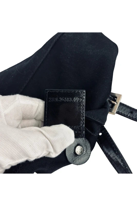 Fendi Black Mamma Baguette Double Strap Shoulder Bag