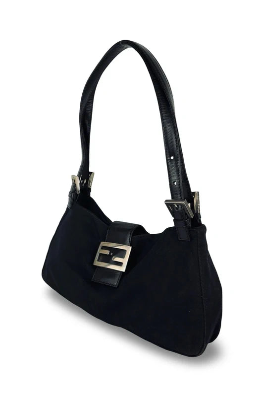 Fendi Black Mamma Baguette Double Strap Shoulder Bag