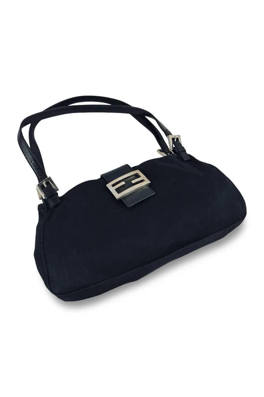 Fendi Black Mamma Baguette Double Strap Shoulder Bag