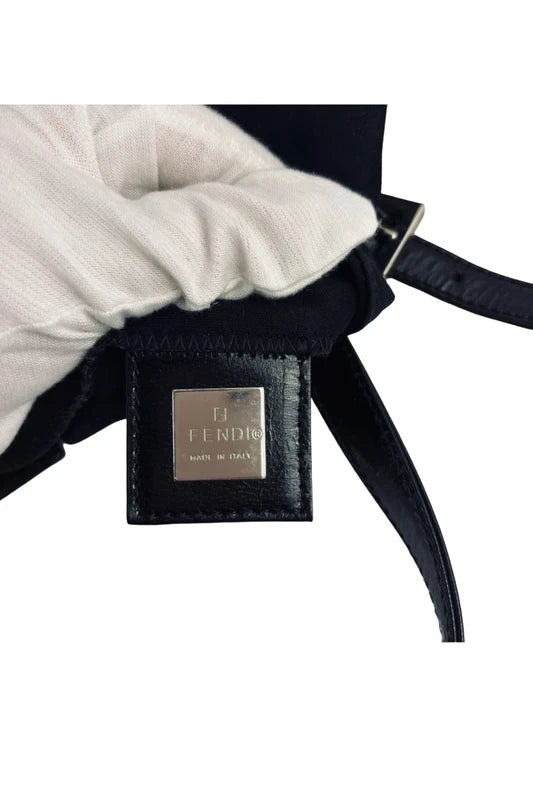 Fendi Black Mamma Baguette Double Strap Shoulder Bag