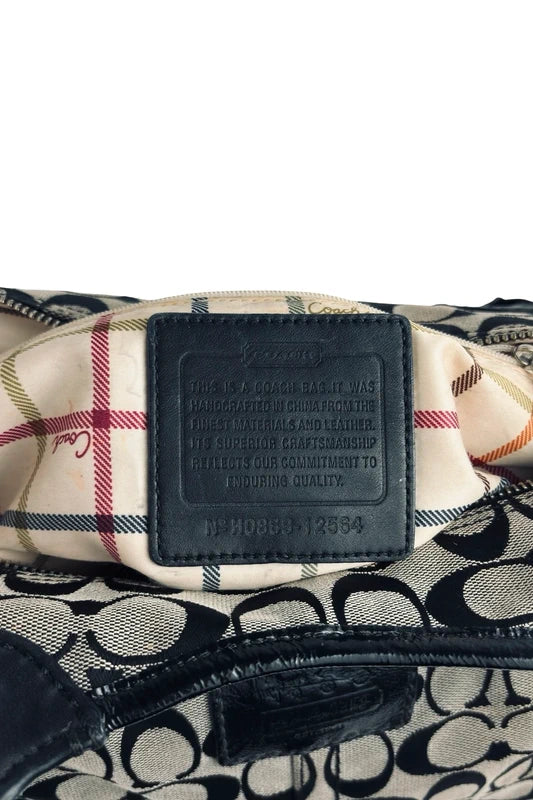 Coach Black & Grey Bleecker Canvas & Patent Leather Signature Tote Shoulder Bag