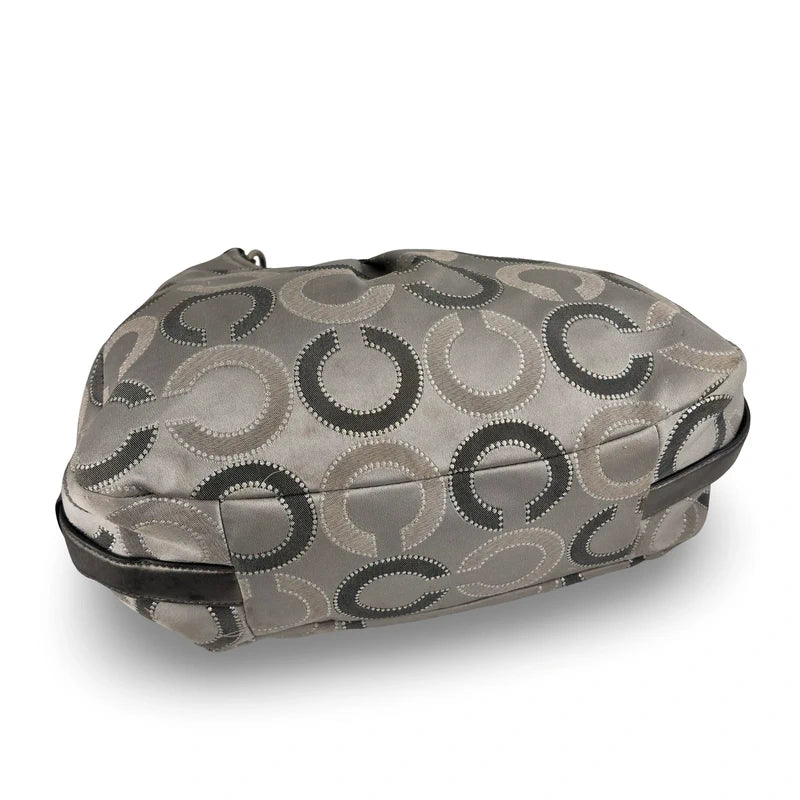 Coach Grey & Silver Madison Maggie Signature Sateen Hobo Shoulder Bag