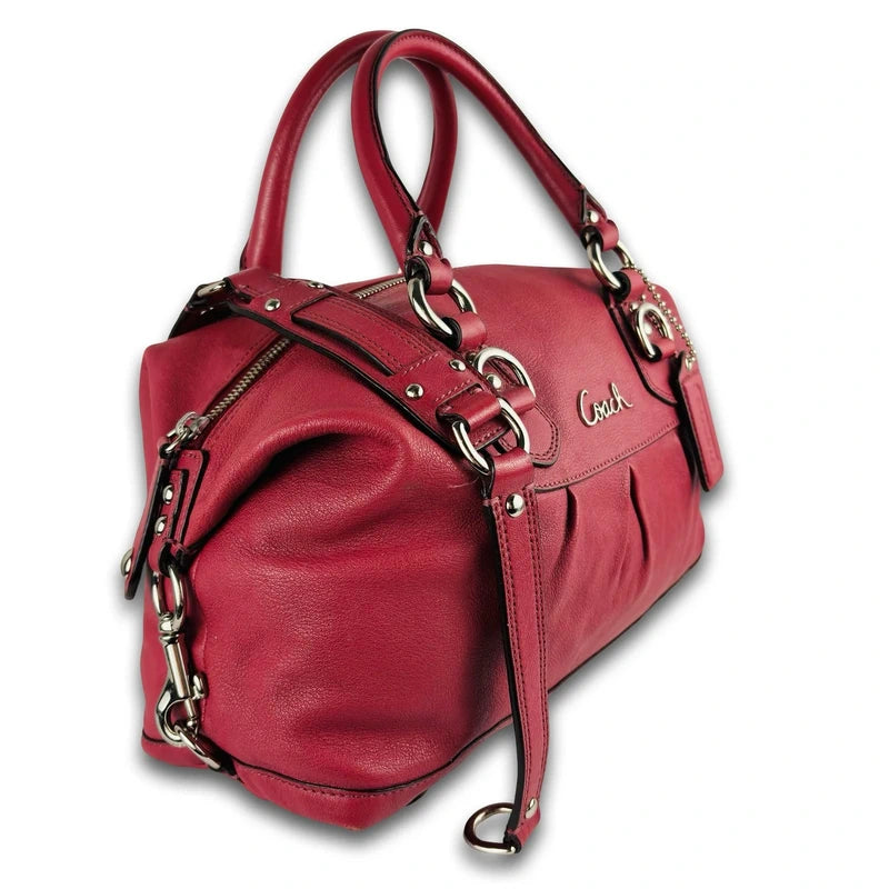 Coach Pink Coral Ashley Leather Pleated Vintage Shoulder Bag