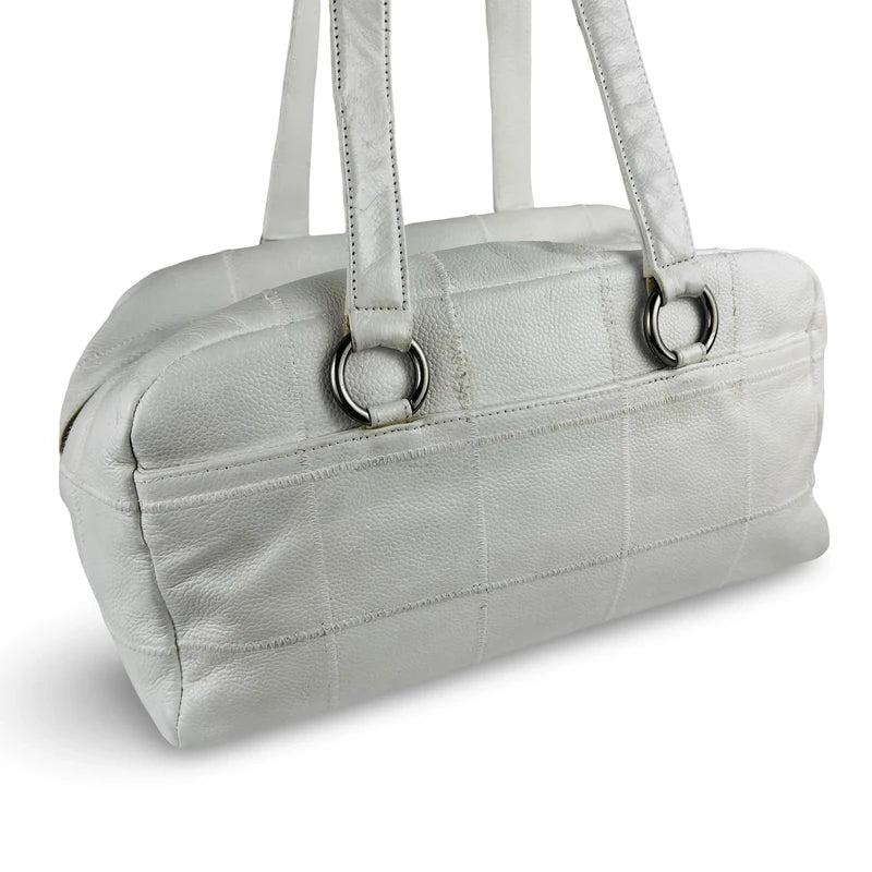 Chanel White Chocolate Bar Leather Vintage Timeless Shoulder Bag