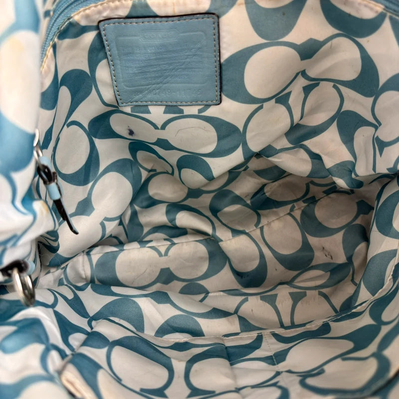 Coach Black Nylon Hamptons Leatherware & Light Blue Gallery Tote Shoulder Bag