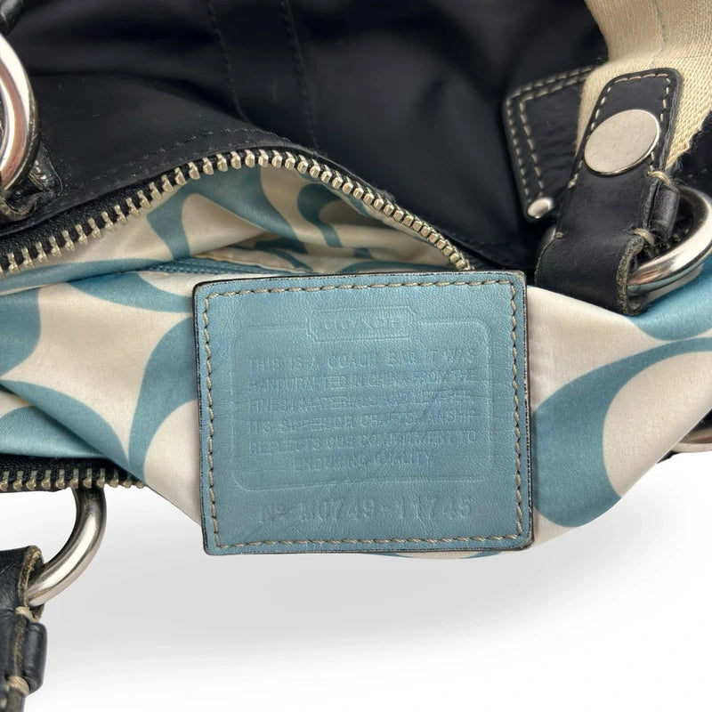 Coach Black Nylon Hamptons Leatherware & Light Blue Gallery Tote Shoulder Bag