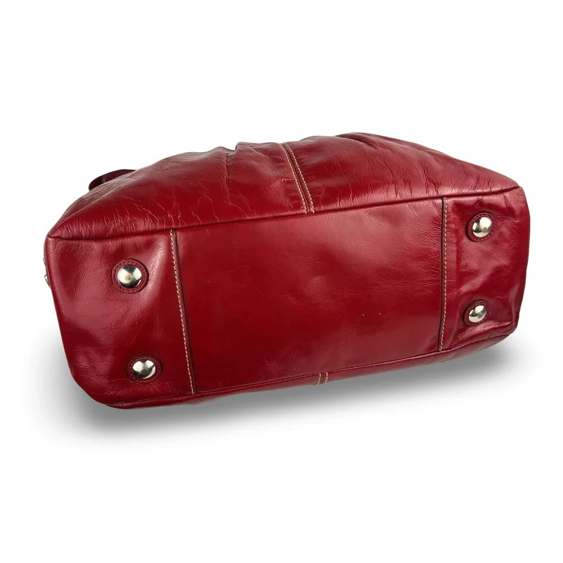 Coach Rare Red Vintage Gallery 2009 Patent Leather Tote Shoulder Bag & Scarf
