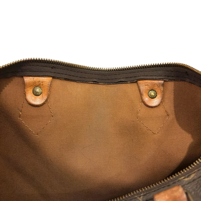 Louis Vuitton Speedy 40 Brown Coated Canvas & Leather Monogram Vintage Handbag