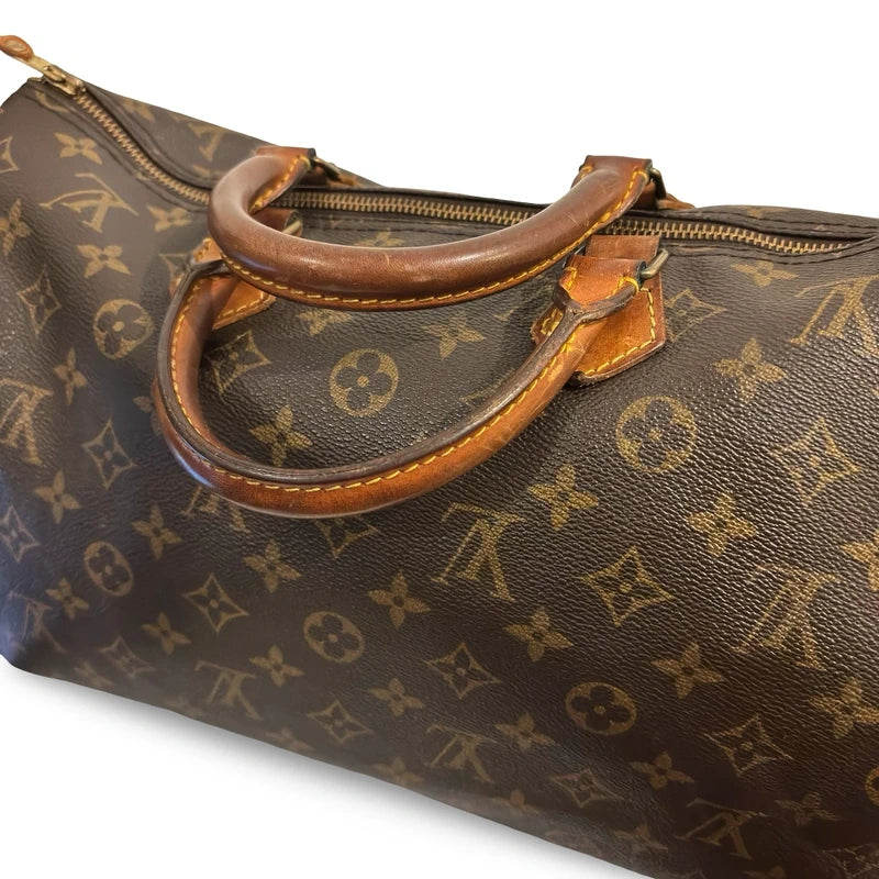 Louis Vuitton Speedy 40 Brown Coated Canvas & Leather Monogram Vintage Handbag