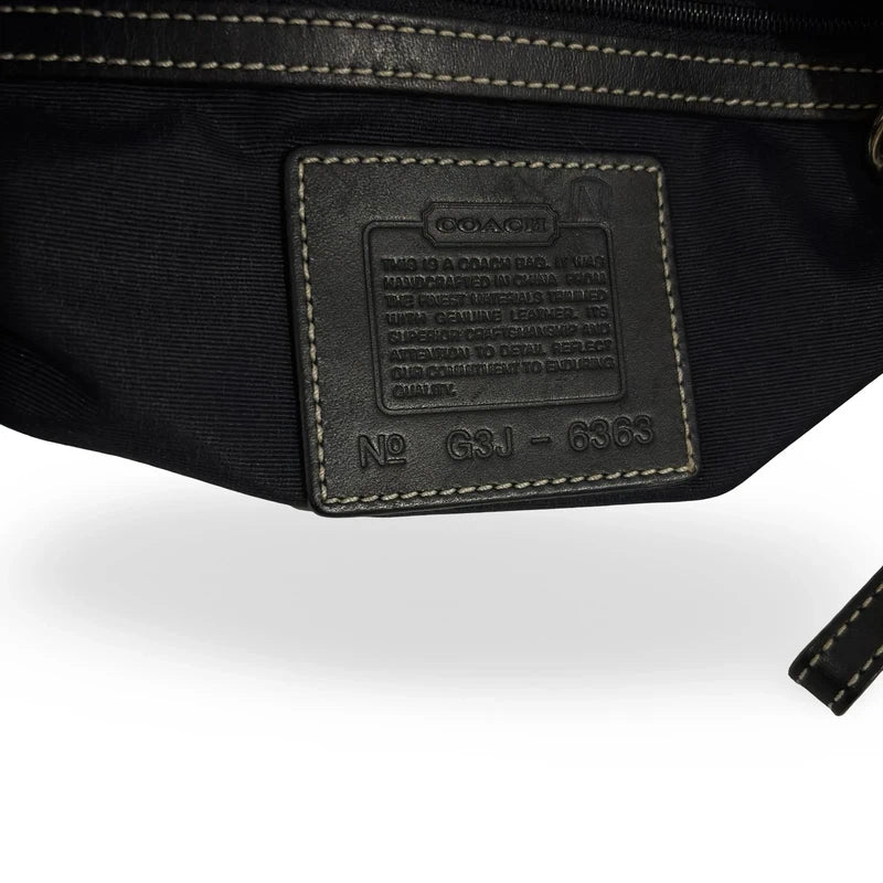 Coach Black Signature Soho Canvas & Leather Vintage Buckle Hobo Shoulder Bag