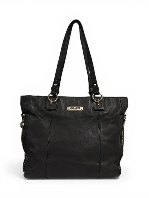 Coach Black Leather North South Gallery Vintage Tote Shoulder Bag