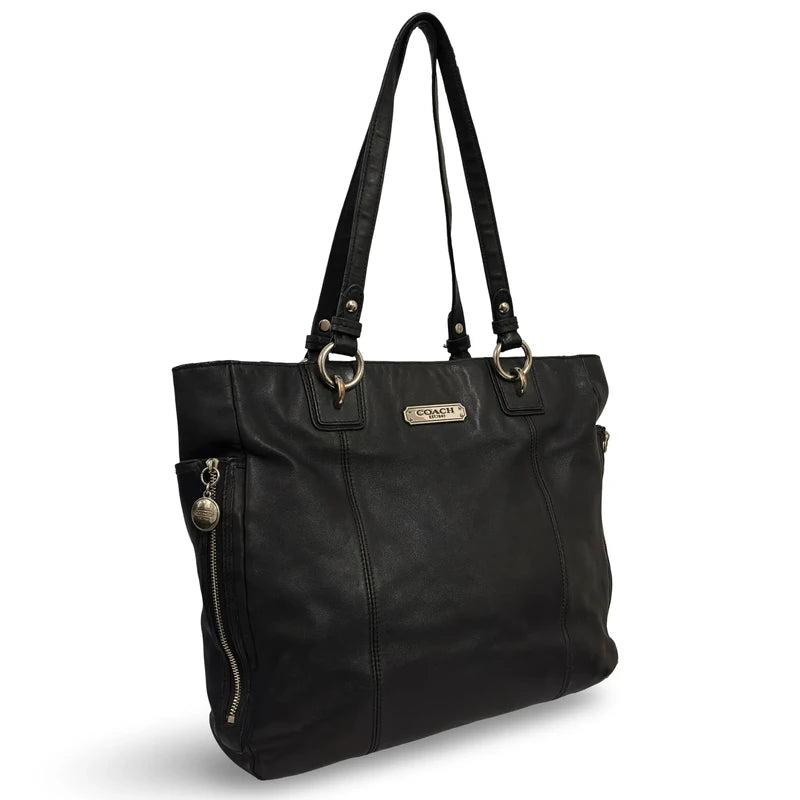 Coach Black Leather North South Gallery Vintage Tote Shoulder Bag