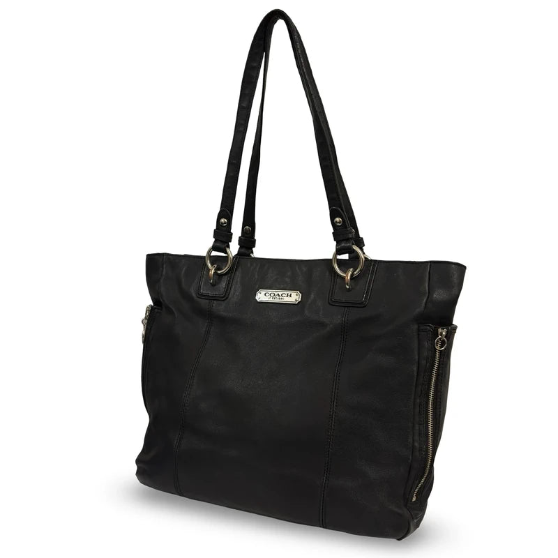 Coach Black Leather North South Gallery Vintage Tote Shoulder Bag