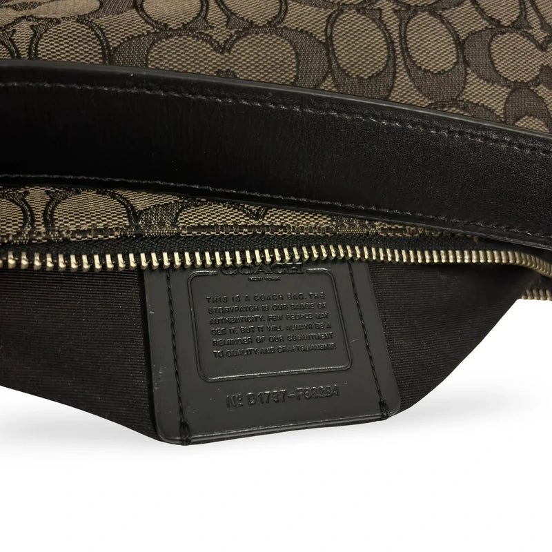 Coach ‘East West Celeste’ Black & Grey Canvas Leather Hobo Crossbody / Shoulder Bag