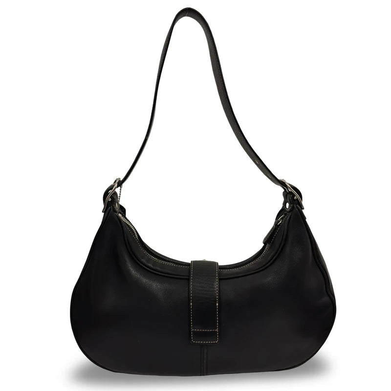 Coach Black Leather Buckle Hamptons Buckle Vintage Hobo Shoulder Bag